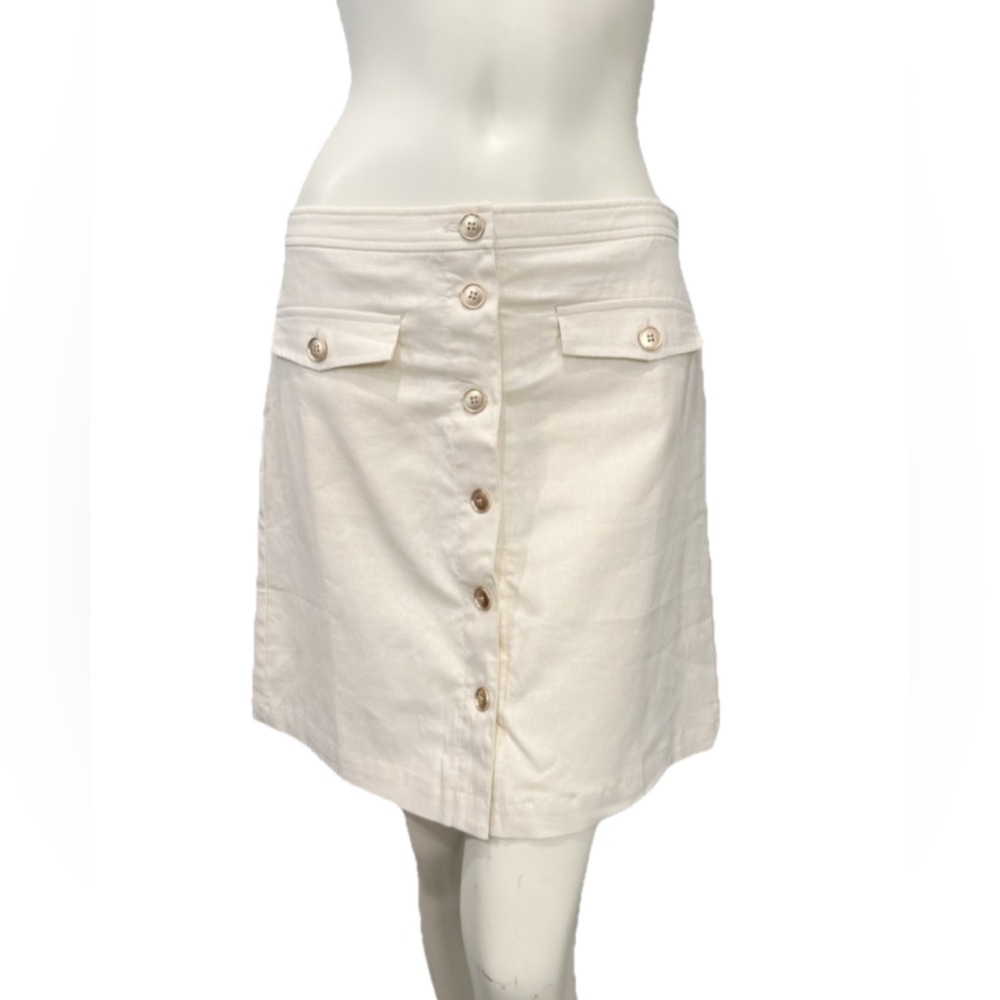 J.Crew Women’s Linen Cotton Button-Front Mini Skirt Size 6 Ecru - New With Tag